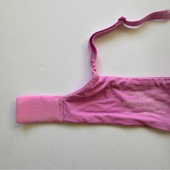 Victoria's Secret Bra Body By Victoria Lined Demi Pink Metallic Lace Bow Sz 36C - Picture 4 of 11